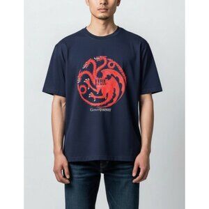 Game Of Thrones Targaryen Fire & Blood Graphic Navy T-Shirt Size S